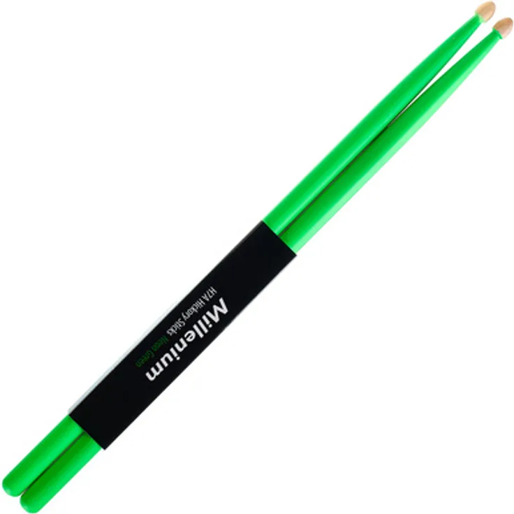 Millenium H7A Hickory Sticks, 39,4 cm Neon Green Drumsticks aus hochwertigem Hickory Holz