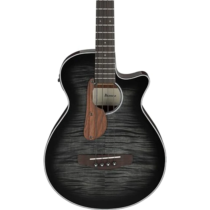 Ibanez AEGB25E-TKH, Akustikbass mit Cutaway und Tonabnehmer, transparent black sunburst high gloss top – Bild 4