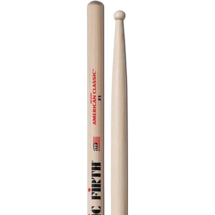 Vic Firth F1 American Classic Hickory, Drumsticks aus Hickory mit Holz-Kopf, ideal für Fusion und Electric Jazz, Länge 411mm, Durchmesser 14,7mm – Bild 1