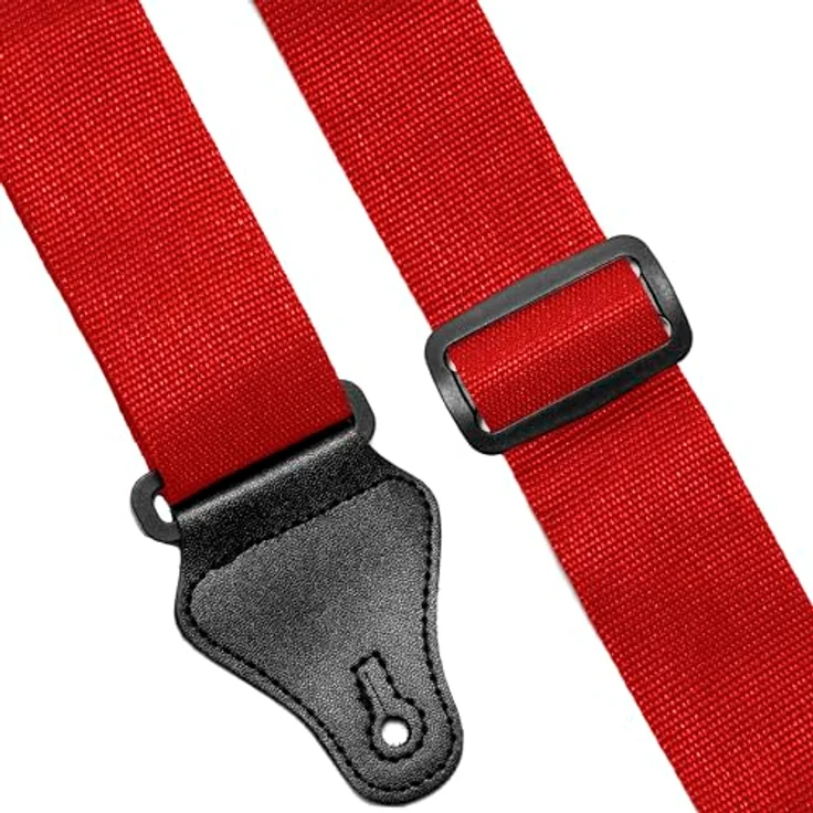 Tiger STP2-RD Nylon Gitarrengurt, 4,5 cm breit, verstellbar von 91 cm bis 150 cm, passend für akustische, klassische, elektrische Gitarren und Bässe, rot – Bild 2