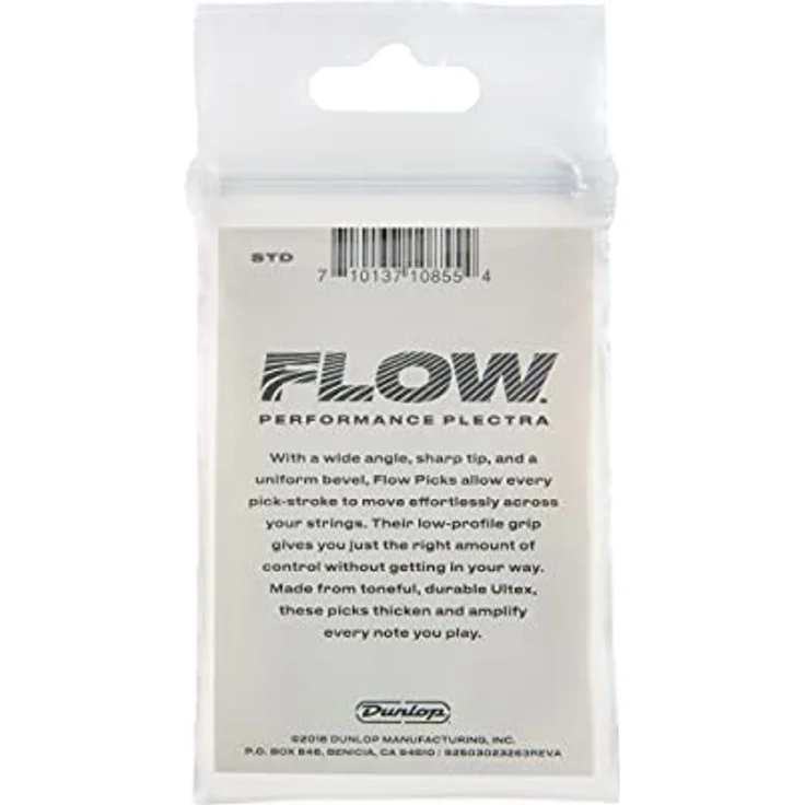 Dunlop Flow Standard Picks, Plektren Set 0.73 mm, 6 Stück, blau, Ultex Material mit pointierter Spitze und low-profile Grip – Bild 4