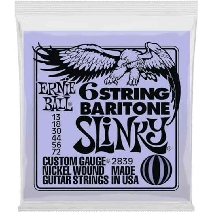 Ernie Ball 2839 Slinky Baritone, Gitarrensaiten für 6-saitige E-Gitarren, 013-072, A-Tuned – Bild 1