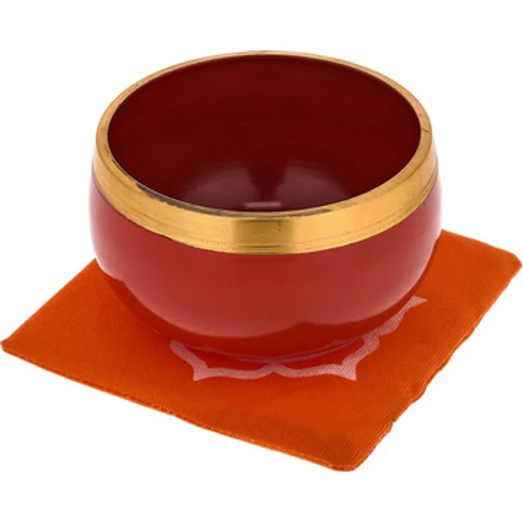 Thomann Tibetan Singing Bowl Box Set O, gravierte Klangschale 10 cm, orange, inkl. Schachtel, Kissen und Schlägel