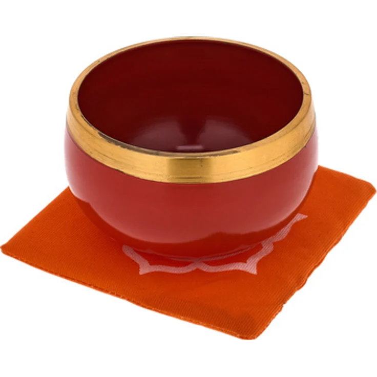 Thomann Tibetan Singing Bowl Box Set O, gravierte Klangschale 10 cm, orange, inkl. Schachtel, Kissen und Schlägel