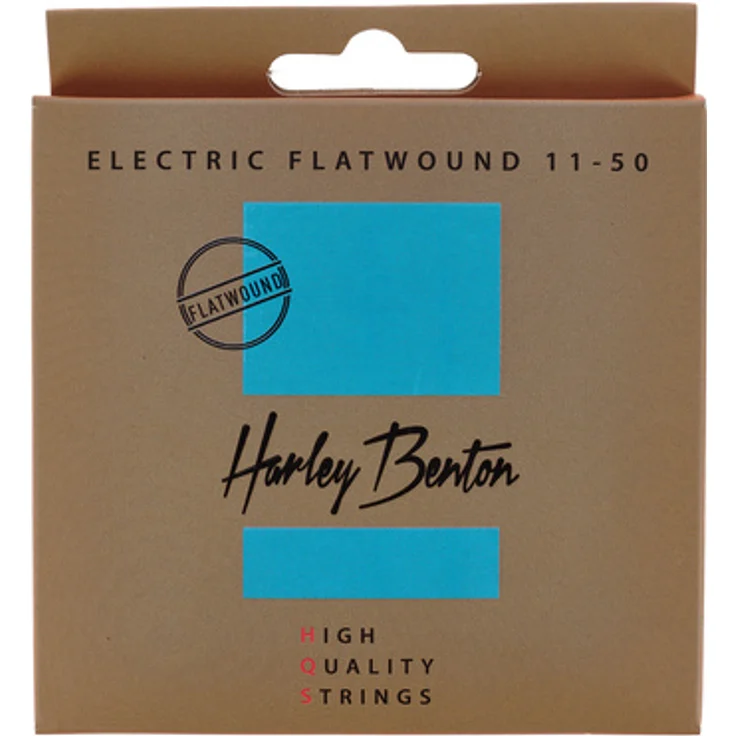 Harley Benton HQS EL 11-50 Flatwound, E-Gitarrensaiten Satz 011-050 mit leicht poliertem Edelstahldraht und hexagonalem Kern