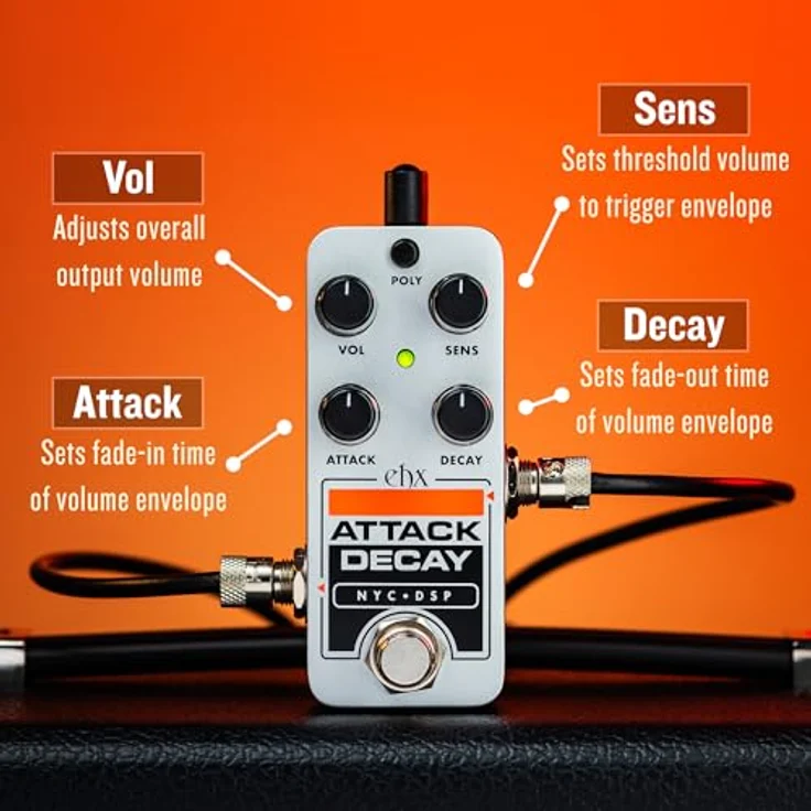 Electro Harmonix Pico Attack Decay Tape Reverse Simulator, Effektpedal für E-Gitarre mit Vol, Sens, Attack und Decay Reglern, kompakt und vielseitig – Bild 6
