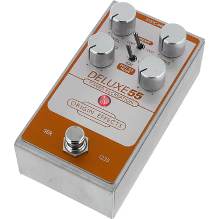 Origin Effects Deluxe55, Overdrive-Pedal mit analogem Signalweg und 12AY7/12AX7 Vorverstärker, Made in UK