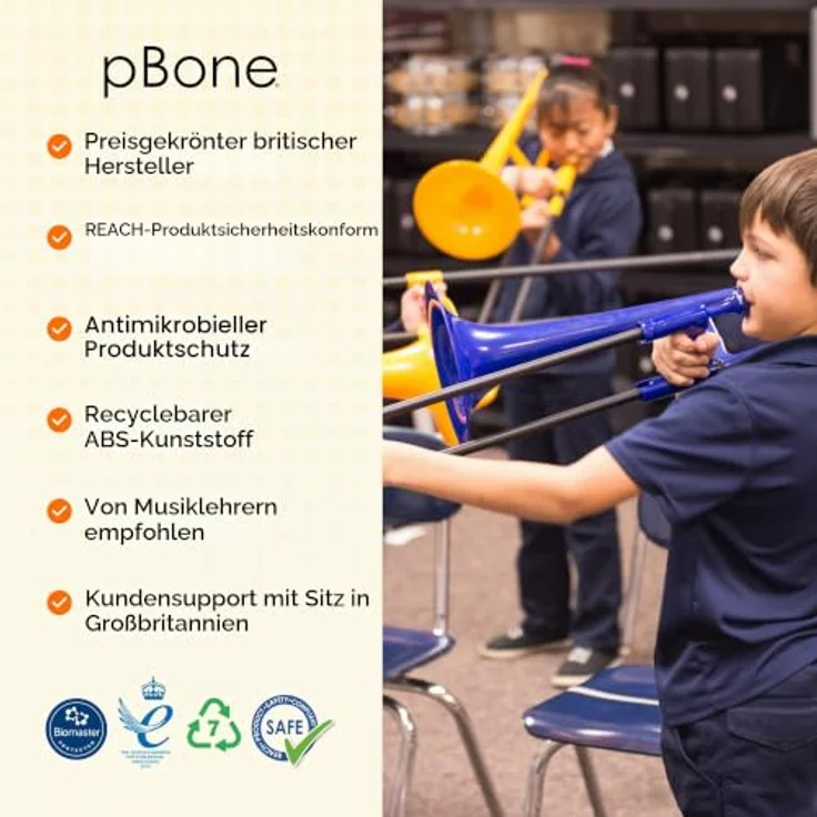 pBone music pBone Yellow, Bb-Tenorposaune aus ABS-Kunststoff, leicht und ergonomisch, inkl. Mundstück und Gig Bag – Bild 7