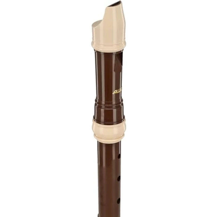 Aulos 105A Bel Canto Sopranblockflöte, barocke Griffweise, Doppelloch, elfenbeinfarbiges Mundstück und Ringe, dunkelbrauner Korpus, 3-teilig, inkl. Tasche – Bild 2