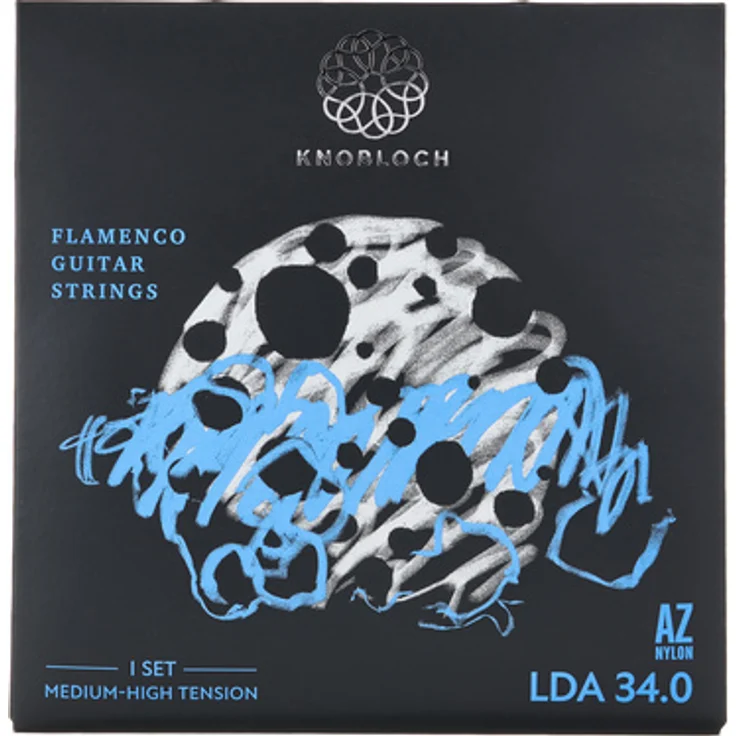 Knobloch Strings Luna Flamenca LDA 34.0 MHT, Saiten für Flamencogitarre, Medium High Tension, Azabache Black Nylon und Luna Double Silber