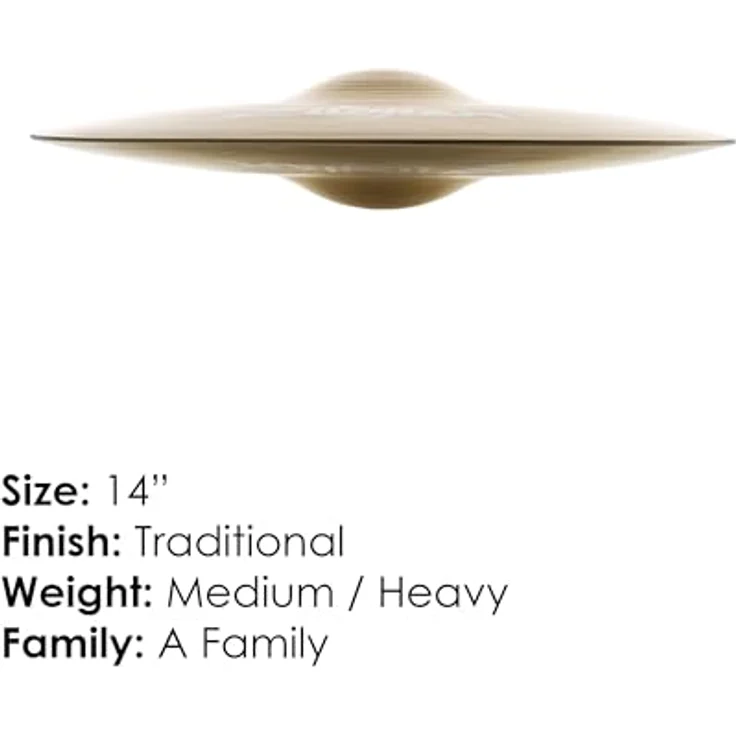 Zildjian 14" A-Series New Beat Hi-Hat, Schlagzeugbecken mit traditionellem Finish und solidem Grundsound – Bild 2