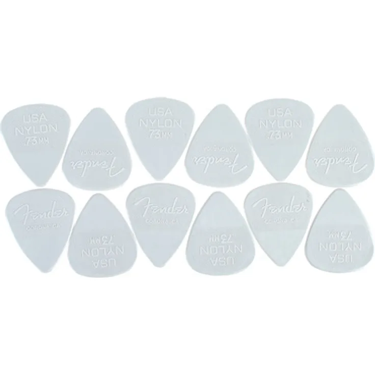 Fender Nylon 0,73 Pack, 12er Set klassisches 351 Plektrum aus Nylon, Stärke 0,73 mm