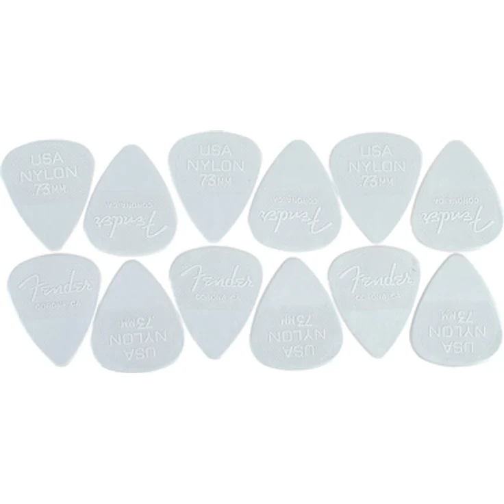 Fender Nylon 0,73 Pack, 12er Set klassisches 351 Plektrum aus Nylon, Stärke 0,73 mm