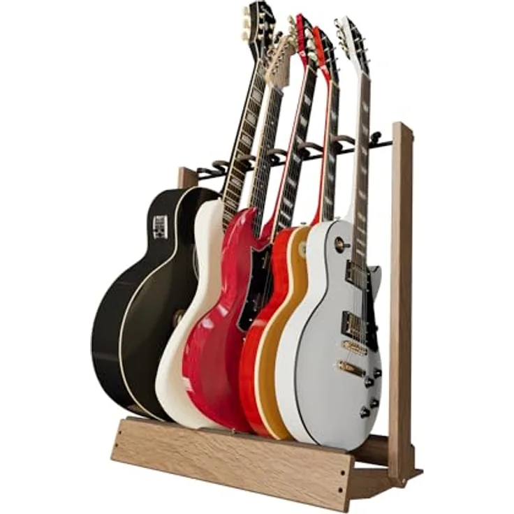 String Swing CC34 Guitar Floor Stand OAK, stabiler Gitarrenständer aus Eichenholz für bis zu 6 Instrumente, faltbar, Made in USA