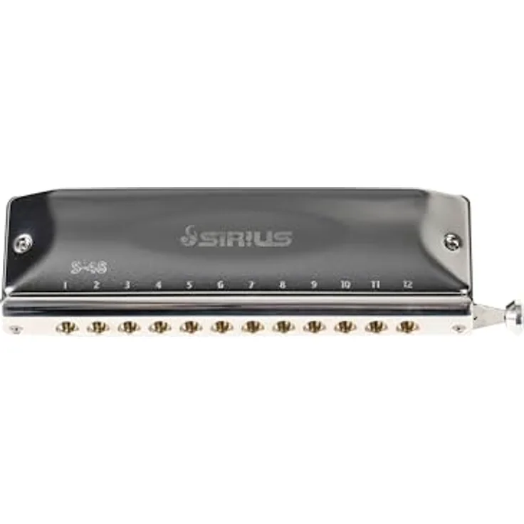 Suzuki Sirius S-48S, chromatische Mundharmonika in C-Dur mit 48 Stimmzungen und verchromter Messingplatte, inkl. Etui und Reinigungstuch
