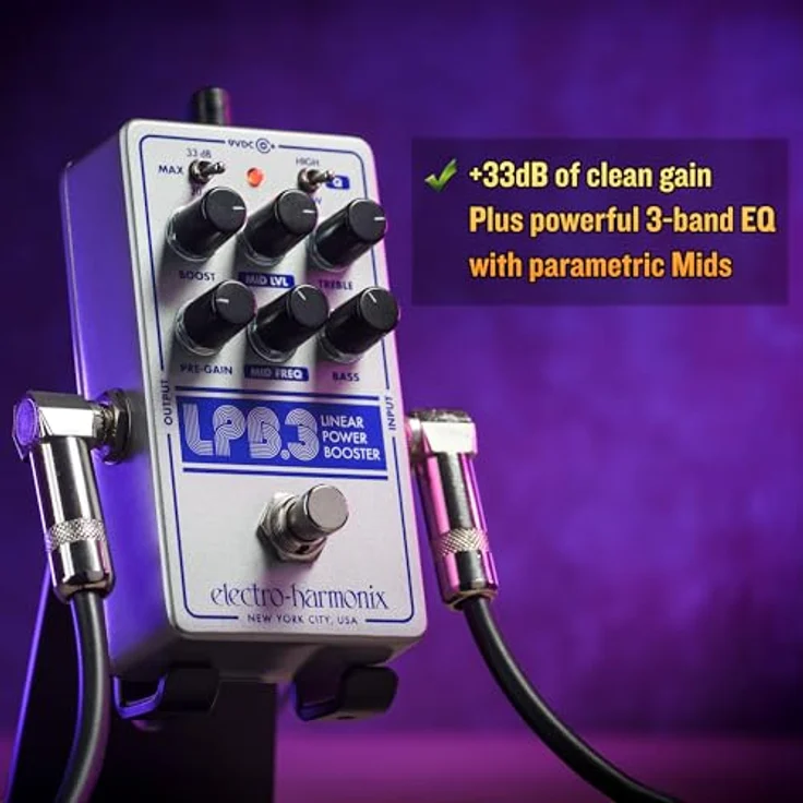 Electro Harmonix LPB-3 Boost & EQ, Gitarren-Effektpedal mit +33dB Clean Boost und 3-Band-EQ – Bild 8