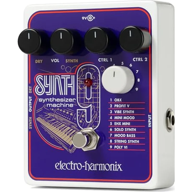 Electro Harmonix Synth9 Synthesizer Machine, Gitarren Effekt Pedal mit 9 Vintage Synth Klängen, inkl. EHX 9.6VDC-200mA Netzteil – Bild 9
