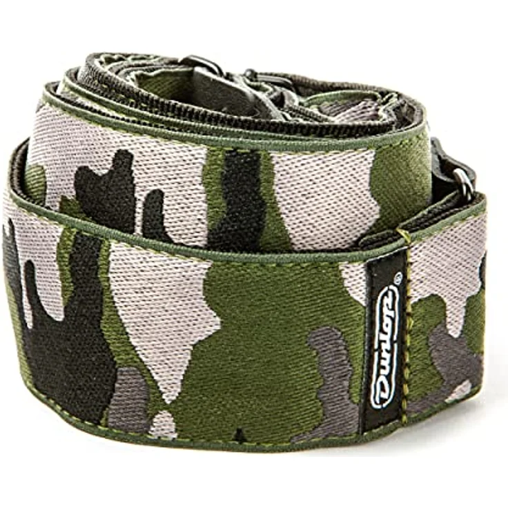 Dunlop Jacquard Strap Ranger Green, Gitarrengurt aus Jacquard-Stoff mit Leder-Endstück, verstellbar von 94 cm bis 165 cm, 50 mm breit – Bild 1
