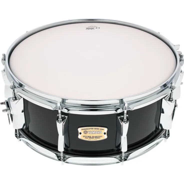 Yamaha Stage Custom 14"x5,5" Snare, Birke in Raven Black mit chrom Hardware und dreifach geflanschten Stahlspannreifen