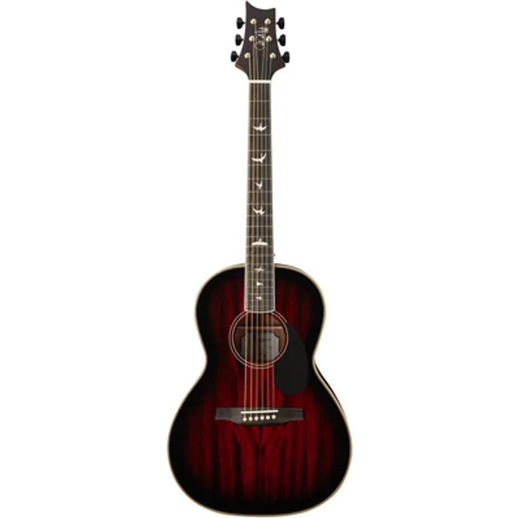PRS SE P20E Fire Red Burst, Westerngitarre mit massiver Mahagoni-Decke, PRS Voiced Fishman Presys VT Tonabnehmer, creme Herringbone Binding