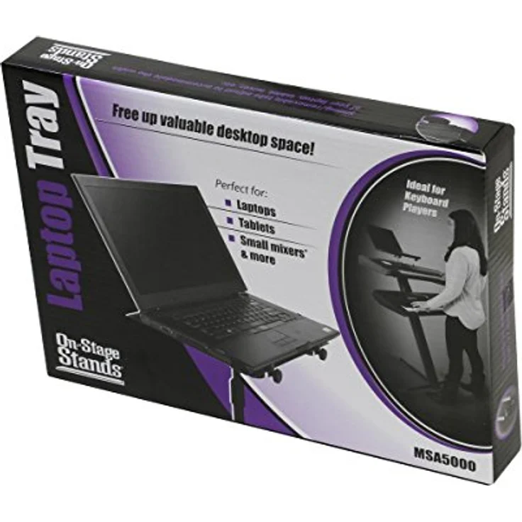 On-Stage MSA 5000, Laptop- und Tablet-Halter für Mikrofonständer, schwarz, einstellbare Breite 355-419 mm, Tragfähigkeit bis 5,4 kg – Bild 12