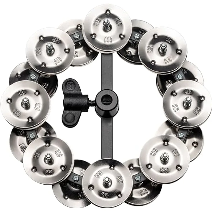 Meinl HTHH2BK Hi-Hat Tambourine, 5" Durchmesser, zweiteilig, verchromter Stahl, schwarz