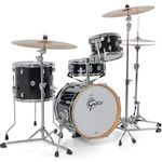 Gretsch Drums Catalina Club Micro PB, Schlagzeugset mit 100% Mahagoni Kessel, in Piano Black, inklusive Tom Tom Halter