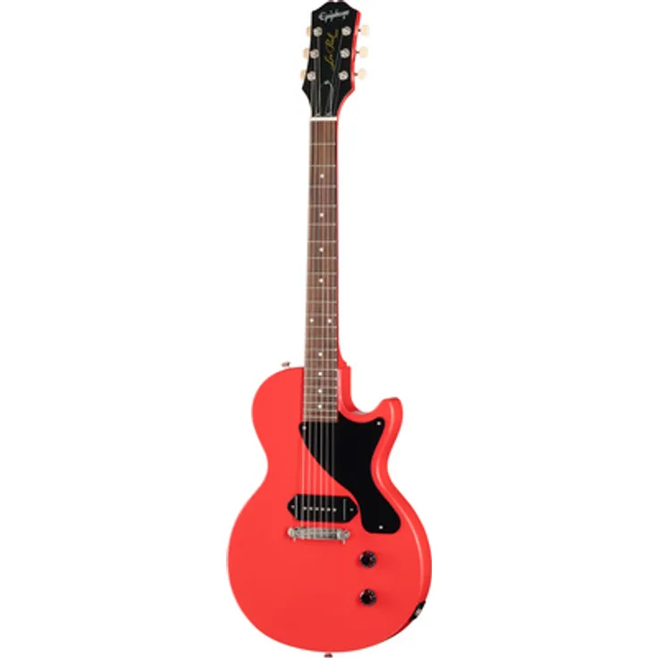 Epiphone Billie Joe Armstrong LPJ RR, E-Gitarre in Radiant Red mit Mahagoni-Korpus und Pro P-90 Tonabnehmer