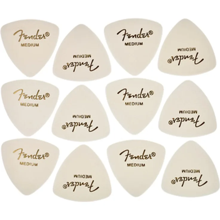 Fender Triangle Picks WH Set Medium, Plektren Set mit 12 weißen Picks, Medium Größe