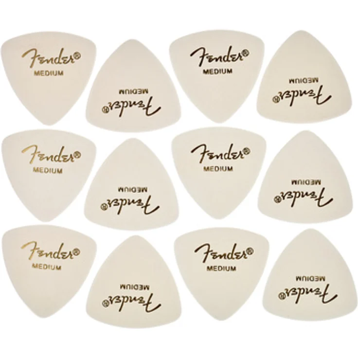 Fender Triangle Picks WH Set Medium, Plektren Set mit 12 weißen Picks, Medium Größe
