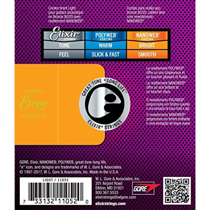 Elixir Strings Cordes Folk Light 11052, Gitarrensaiten aus Bronze 80/20 mit Nanoweb-Beschichtung für hohe Klang- und Lebensdauer – Bild 3