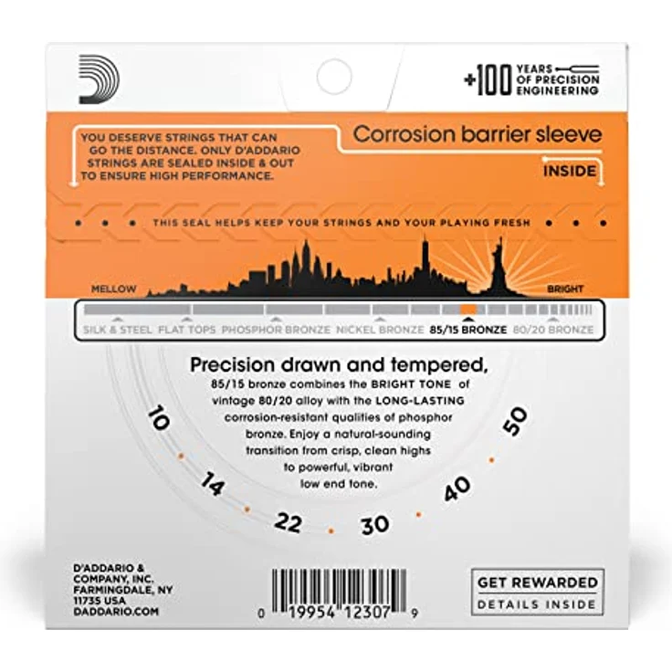 D'Addario EZ900, Gitarrensaiten Westerngitarre, 85/15 Bronze, Extra Light (10-50), korrosionsbeständig, Made in USA – Bild 3