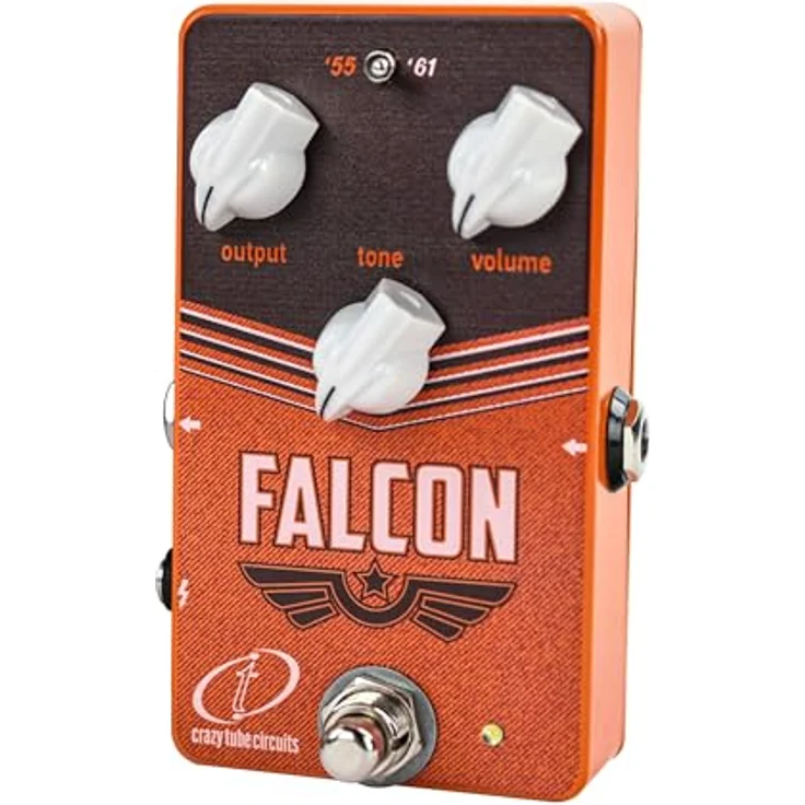 Crazy Tube Circuits Falcon Overdrive, Effektpedal für klassischen Tweed und Brownface Sound mit Volumen-, Tone- und Output-Regler, True Bypass, kompakt, 73 x 114 x 46 mm, 260 g – Bild 2