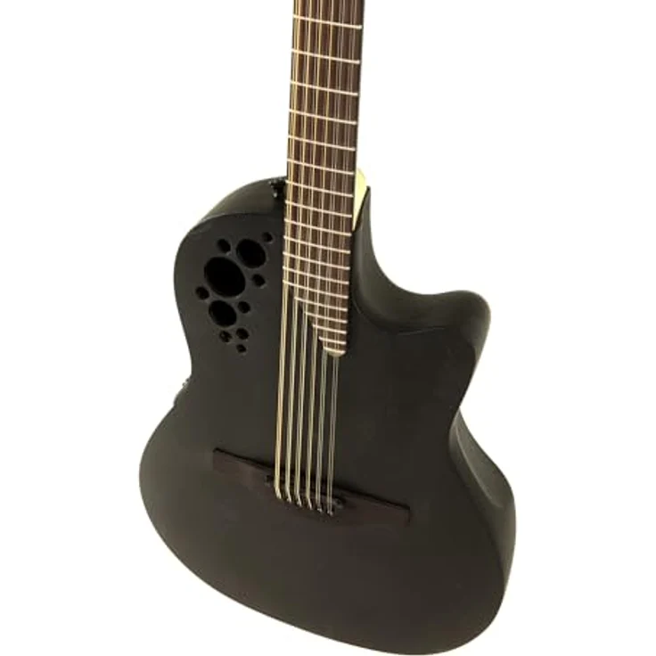 Ovation Pro Series Elite 2058-TX-5-G, 12-saitige Akustikgitarre mit massiver Fichtendecke, Contour Bowl Body, schwarzem Textur-Finish und OPPro Preamp – Bild 7