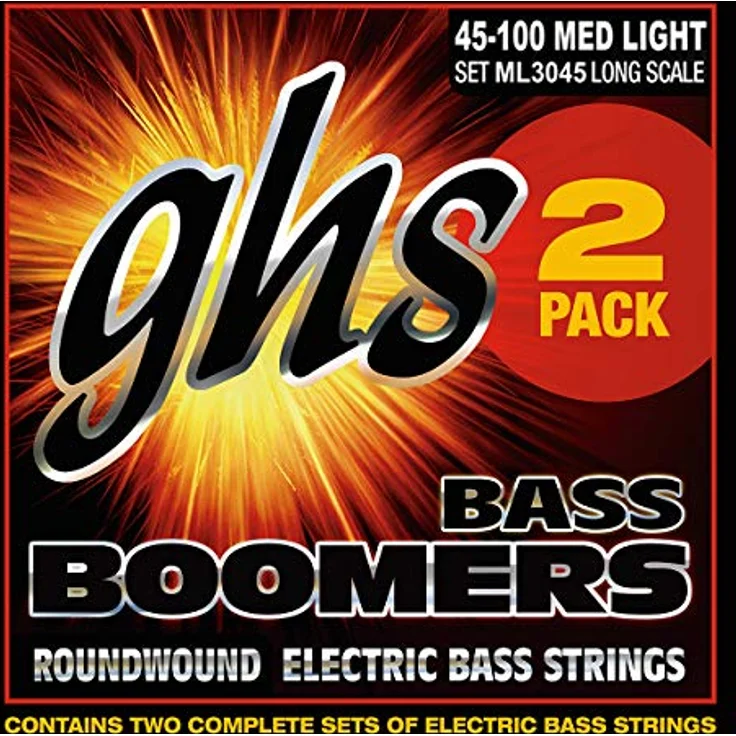 GHS Bass Boomers ML3045, Bass String Set 4-String Medium Light .045-.100, 2-Pack – Bild 1