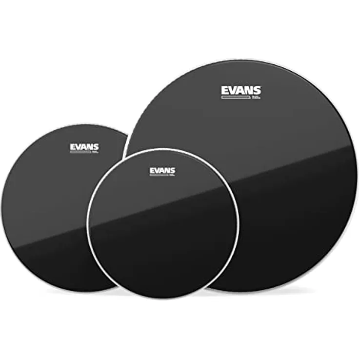 Evans ETP-CHR-S Fellset Black Chrome, Schlagzeugfelle für Toms 30,48 cm (12 Zoll), 33,02 cm (13 Zoll), 40,64 cm (16 Zoll) mit klarer und schwarzer Folie