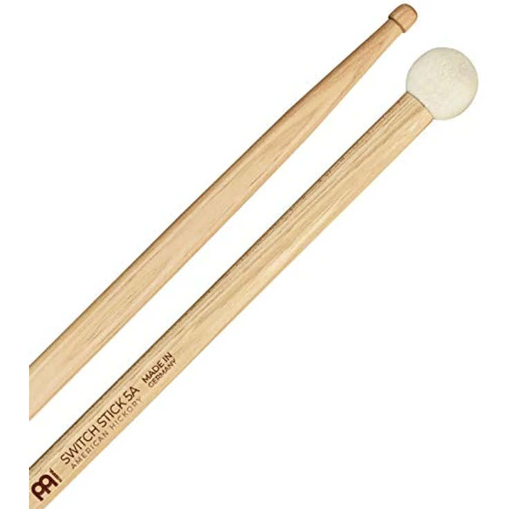 Meinl 5A Switch Stick, Drumstick aus American Hickory mit Filzbeater, Länge 413 mm, Durchmesser 14,4 mm, made in Germany – Bild 1