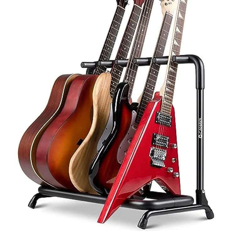 CAHAYA Klappbarer 5er Multiple Gitarrenständer, Metallstruktur mit dicker Schaumstoffpolsterung, faltbar, für alle Gitarrentypen, CY0345
