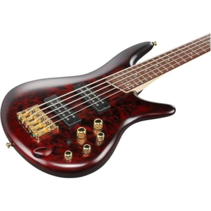 Ibanez SR305EDX-WZM, 5-saitiger E-Bass mit Nyatoh-Korpus, 3-Band EQ und goldener Hardware, Wine Red Frozen Matte – Bild 4
