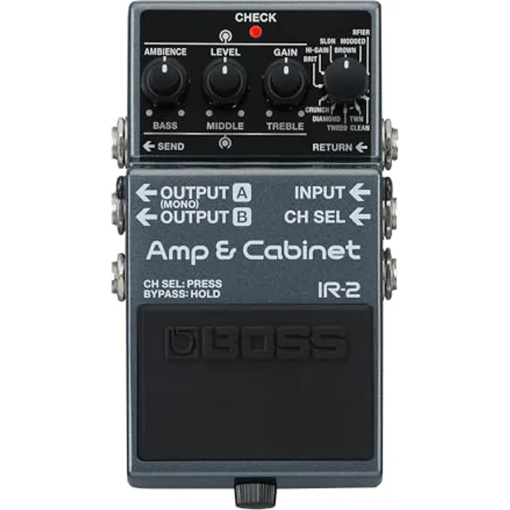 Boss IR-2 Amp & Cabinet, Kompakter Verstärkersimulator mit 11 Verstärkertypen und Celestion Lautsprecher-IR-Unterstützung
