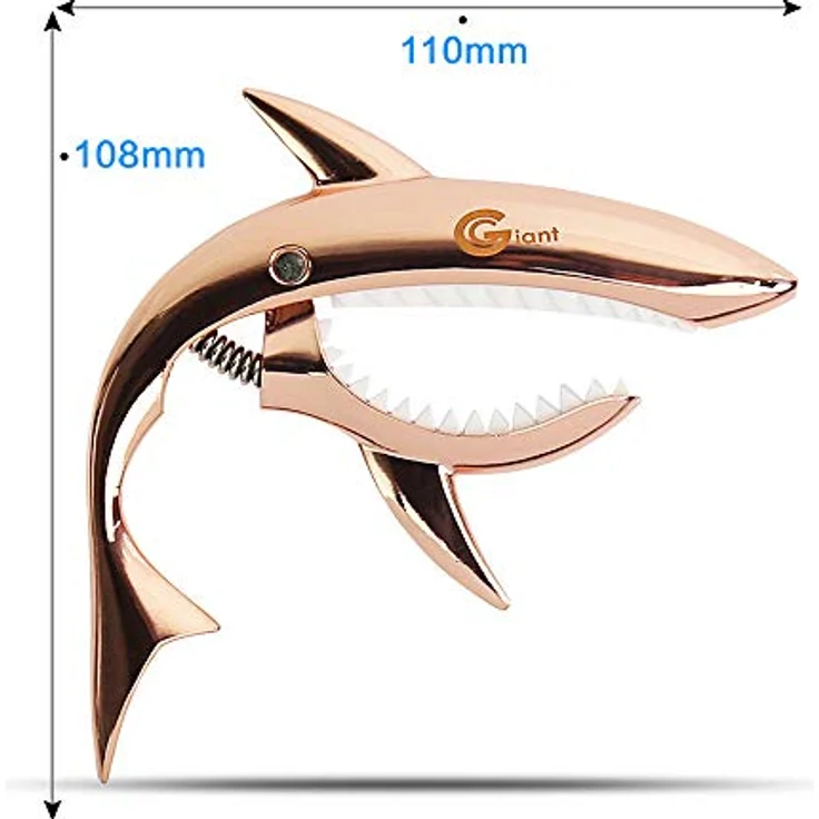 MINGZE Shark Kapodaster, Zinklegierung für Akustikgitarre & E-Gitarre, mit weicher Haifisch-Design Auflage, schwarz – Bild 5