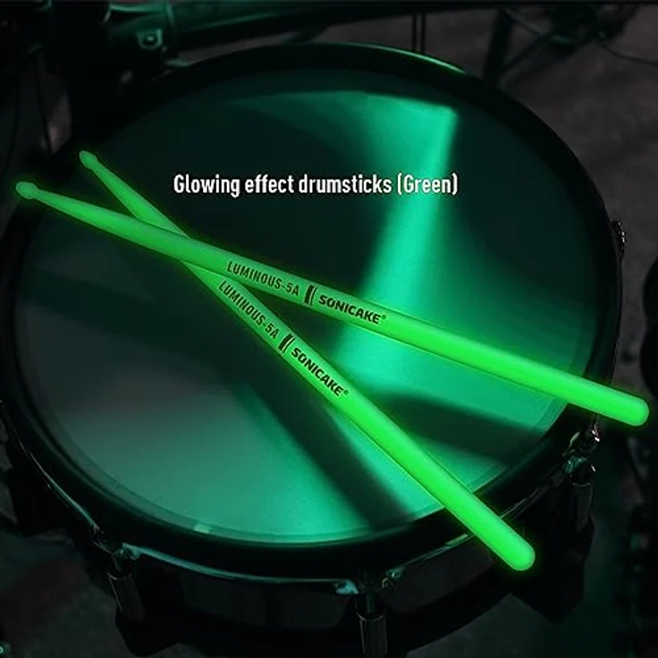 SONICAKE Trommelstöcke 5A Drumsticks, 2 Paare in Blau und Grün, mit kreativem Lichteffekt und Anti-Rutsch-Design, langlebig und vielseitig einsetzbar – Bild 4