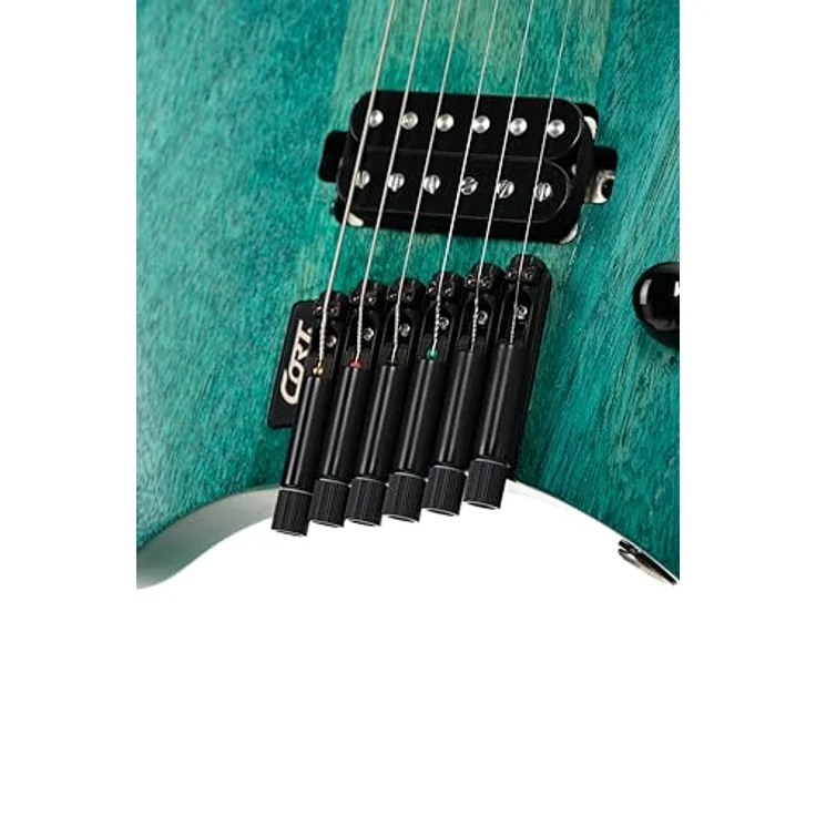 Cort Space G6MS SGTQ, 6-saitige Headless Multiscale E-Gitarre, Okoume Korpus, Turquoise Semi Gloss, mit 2 Cort Voiced Tone VTH-77 Humbuckern und Gigbag – Bild 8
