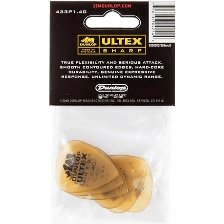 Dunlop Ultex Sharp Player's Picks, Plektrum Set mit 6 Stück, Stärke 1,40 mm – Bild 2