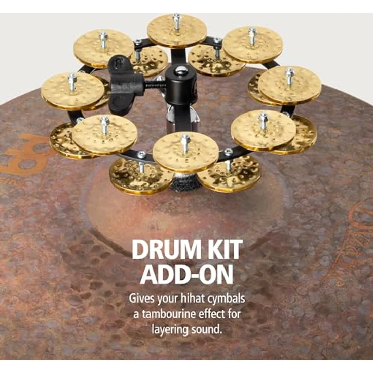 Meinl HTHH2B-BK Hi-Hat Tambourine, 5 Zoll mit gehämmerten Messingschellen, schwarz – Bild 2