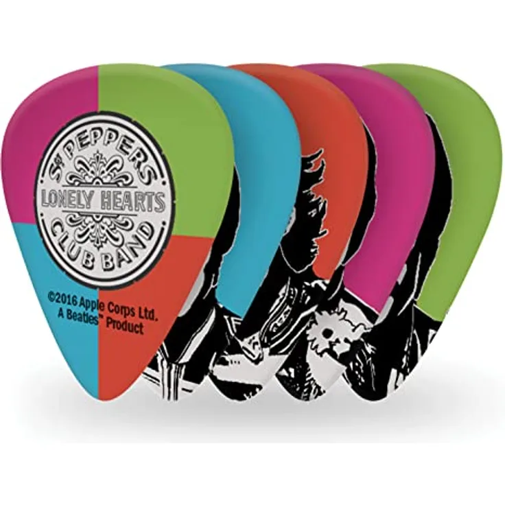 D'Addario Beatles Gitarrenplektren, Sgt. Pepper's 50th Anniversary, light gauge, 10er Set mit detailliertem Kunstwerk