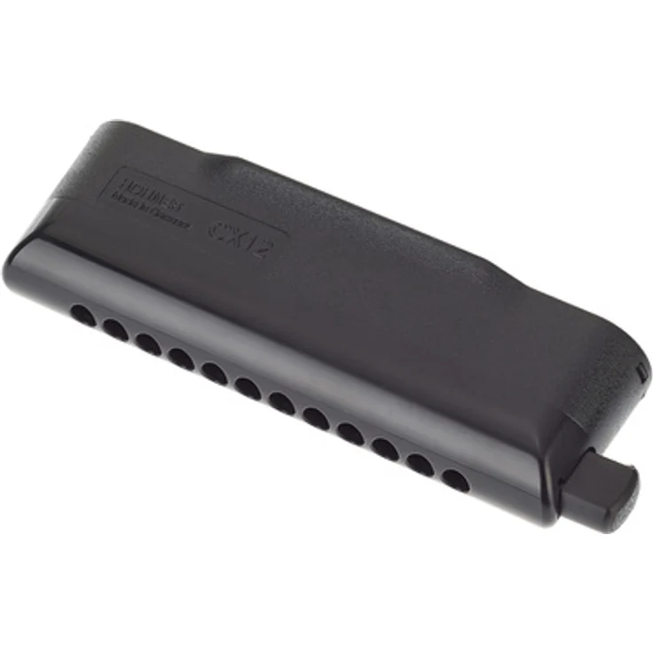 Hohner CX-12 Eb-Dur, Chromatische Mundharmonika mit 48 Tönen, schwarzes Kunststoffgehäuse, Messing-Stimmplatten – Bild 1