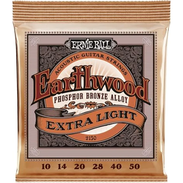 Ernie Ball Earthwood Extra Light Akustik-Gitarrensaiten, Phosphor-Bronze, Stärke 10-50, warmer Klang mit hervorragender Projektion und Klarheit – Bild 1