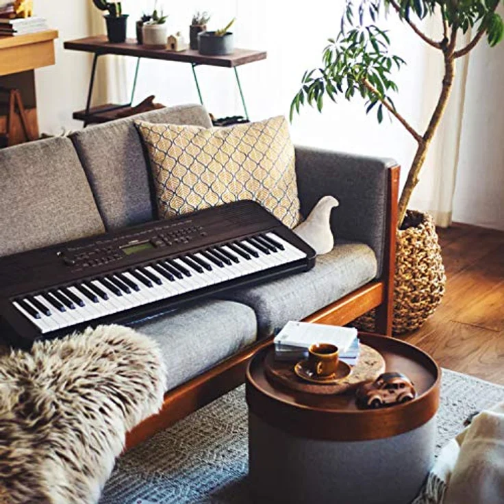 Yamaha Digital Keyboard PSR-E360DW, dunkle Walnuss – 61 anschlagdynamische Tasten, 400 Instrumentenklänge, Portable Einsteiger-Keyboard mit Lernfunktionen – Bild 2