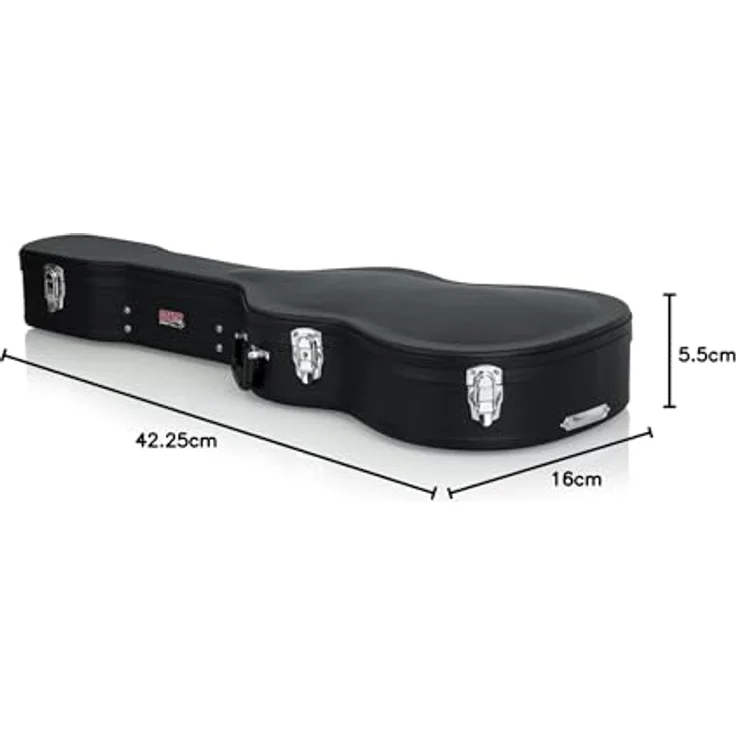 Gator GWE-Classic, Gitarrenkoffer für 4/4 Konzertgitarre, abschließbar, aus Sperrholz, schwarzer Tolex, mit schwarzem Plüschfutter, ergonomischem Tragegriff, Innenfach, Farbe: Schwarz – Bild 15